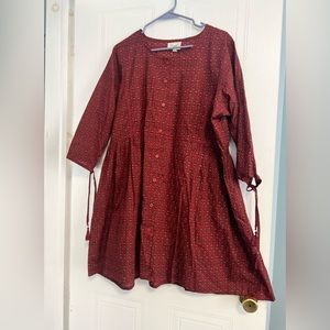 Red printed cotton tunic (top) , Women Kurti, Women long top, XXXL top, Oversize